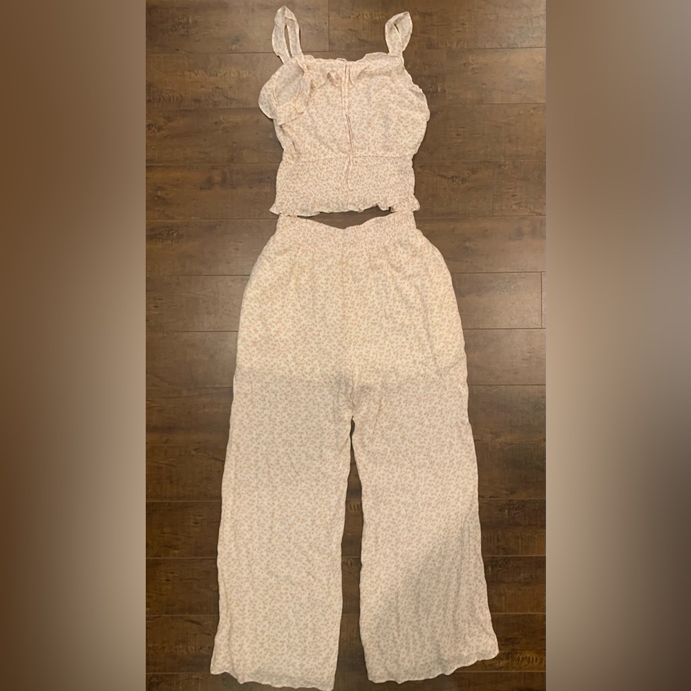 Small cream with brown flowers Paper Crane top and bottom set